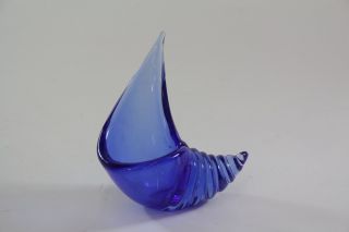 Design Glas Schale als Schneckenhaus blau eingefärbt 60/70er Jahre