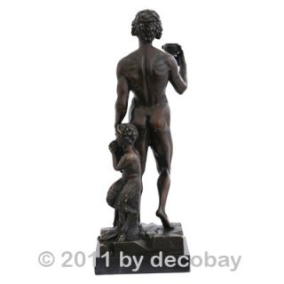 Nackter Jüngling mit einem Jungen als Faun Bronze Dekoration Garten