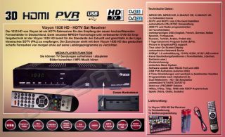 Vizyon 1030HD USB PVR 1xCA HDTV Sat Receiver DVB S2 Digital 3D