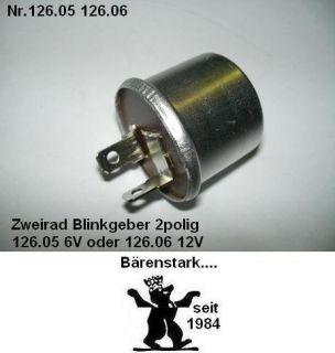 Blinkgeber Blinkrelais Motorrad Roller 6V 12V 126.05 126.06