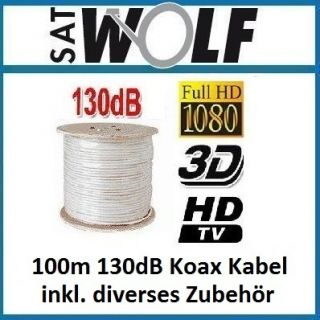 100 Meter Koax Kabel 130 dB + diverses Zubehör   HDTV