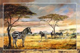 Poster Tiere in der Savanne in Afrika Zebra Herde