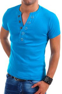CARISMA T Shirt Deep V Neck Poloshirt Clubwear Schwarz/Weiß/Grau/Blau