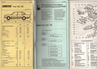 FIAT 132 / 78 Preise Reparatur Teile Ausstattung