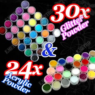 30 Farben Glitter Glitzer Glitterstaub Lidschatten 24 x 3D Acrylic