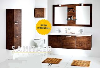 Badmöbel, Bad, Badezimmer, Doppelwaschtisch 136 Antik Wood