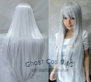 80CM Long straight silver long Cosplay Wig 141
