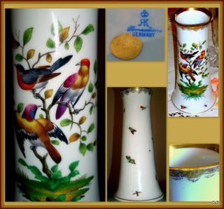 Handbemalte Porzellan Vase von Richard Klemm /Vögel/ Insekten