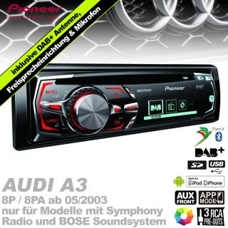 Pioneer  SD Bluetooth DAB Digital Autoradio für Audi A3 8P/8PA