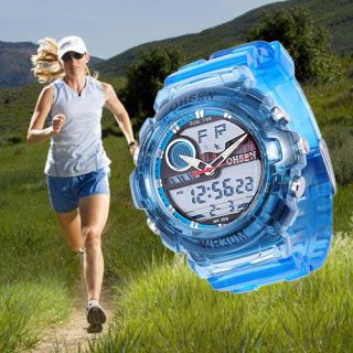Neu Blaue OHSEN Damenuhr Digital Sportuhr Armbanduhr 34