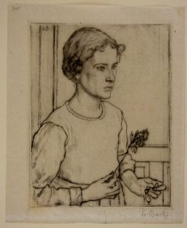 Friedrich BARTH (1877 1937) Frau mit Blume, Radierung