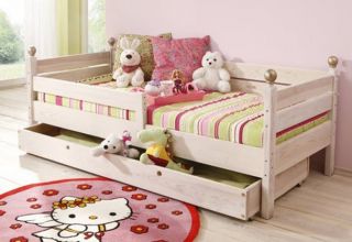 Kinderbett Bett SILENTA massiv Holz weiß 70 x 160
