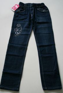 Mädchen Jeans mit Stickerei Gr. 98 104, 152 158 Vollgummizug