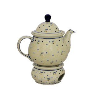 Bunzlauer Keramik Teekanne mit Stövchen 1.7 Liter im Dekor 111