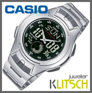 Casio Analog Digital Quarz Chrono Herren Uhr Schwarz AQ 160WD 1BVEF