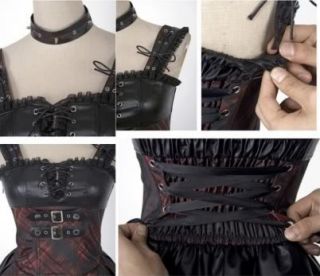 fashion rock punk gothic Lolita kera smooth grid dress