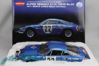 Kyosho 118 Alpine Renault A110 1600S No.22 1971 Monte Carlo Rally 3rd