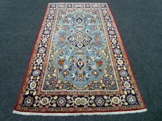 Persischer Orientteppich Ghom 186 x 109 cm Qom Carpet Blau Rug Blue