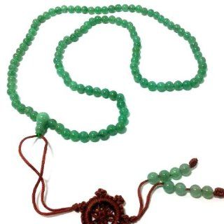 Perlen Mala aus echter Jade, 108 Perlen á 6 mm mit Lebensrad inkl