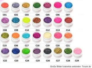 30x UV Gel 5ml Set Farbgel für Kunstnägel Nail Art Glitzer Glitter