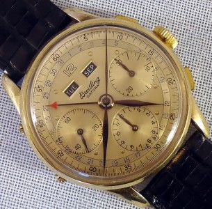 Vintage Breitling Datora Triple Date Chronograph from 1950s Gold