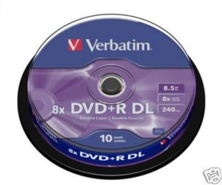 10 VERBATIM 43666 DVD+R DOUBLE LAYER 8 X 8,5GB 240 MIN