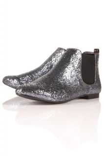 Topshop Maccoy Glitter Chelsea 38 Silber Glitzer Stiefel Ankle Boots