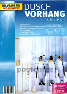 Duschvorhang Textil SÜDPOL 180 cm Pinguine blau/weiß