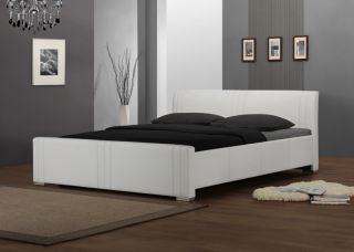 Edel Textil Leder Bett Verturo 180 x 200 cm Kunstleder Betten weiß