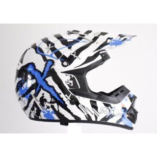 SOXON CX 318 Cross Enduro Helm Motorradhelm weis blau   XXL