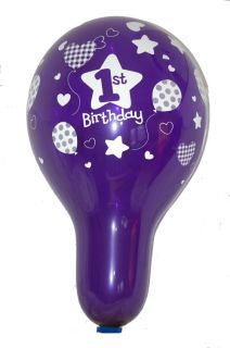 24 Qualatex 1ST BIRTHDAY Luftballons *NUR KRISTALL LILA*