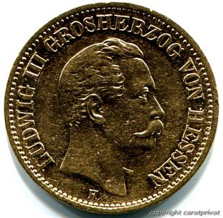 Münze 20 Mark Gold 1873 H Hessen Ludwig III., J. 214