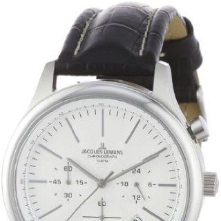 Jacques Lemans Herren Armbanduhr XL Chronograph Leder 1 1706B