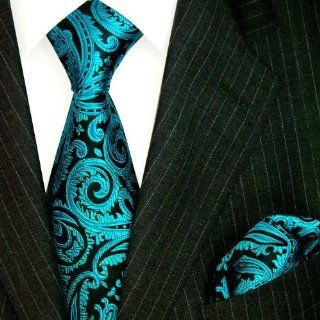 Lorenzo Cana   Set  türkis schwarze Designer Krawatte mit