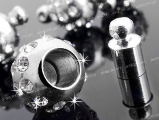 5X 10mm Strass Metall Magnetverschluss Silber Farbe Neu TREND