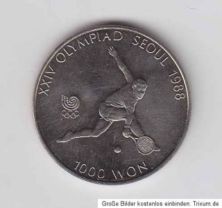 Südkorea Korea Seoul 1000 Won 1987 (K N) Olympiade 1988 Tennisspieler