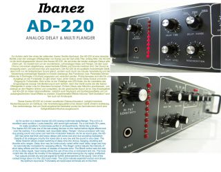 Ibanez AD 220 Analog Delay & Multi Flanger for Guitar Vocals Synths