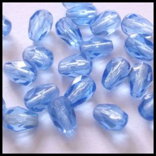 100 Glasschliffperlen TROPFEN 7x5mm Blau Perlen H245
