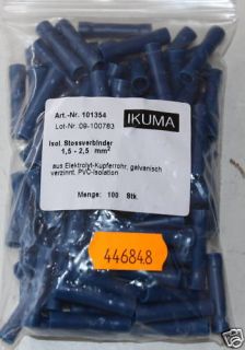 100 Stk Stossverbinder Kabelschuh blau 1,5   2,5 mm2