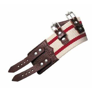 JEWELS D&G ROUGH EXT BRACELET BROWN LEATHER/WHITE RED FABRIC DJ0725