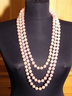 Ultra Lange Perlen Kette Sommer Rosa Vintage 235 cm Modeschmuck