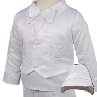 D259 4tlg Junge Weiß Taufanzug Hochzeit Kleidung Weste Anzug