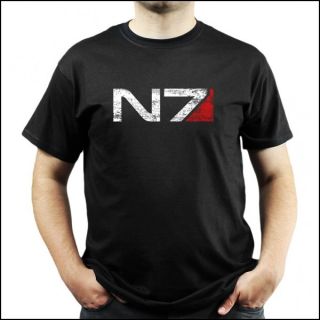 Mass Effect 3 T Shirt   Logo N7 Distressed   Schwarz
