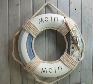 Rettungsring Moin Moin weiß/blau Ø ca.46/56cm mit Fischernetz und