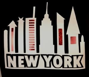 NEW YORK T SHIRT with WHITE & RED SPARKLE AGE 5 15