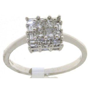 Edler 18 Karat (750) Weißgold Damen   Diamant Ring Baguette Schliff 0