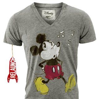 RELAUNCH Disney Retro Herren T Shirt MICKEY MOUSE WHISTLE V Neck