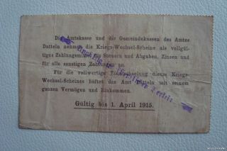 Datteln (Wfl/NW) Kriegs Wechsel Schein 1 Mark 1914 mit Stempel