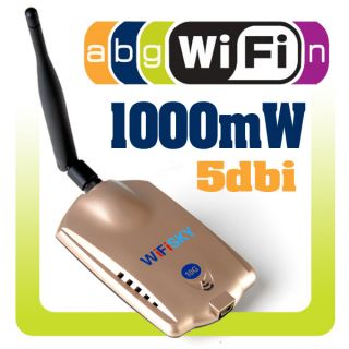 1000mW 1W Wireless G IEEE 802 11b g WiFi WLAN LAN USB Adapter Antenne