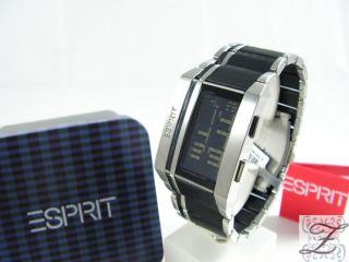 NEU Esprit Future Notion Black Sportliche Herrenuhr Alarm Chrono Uhr